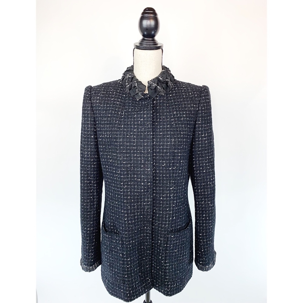 ELIE TAHARI Tweed Virgin Wool Blazer Jacket Sz 12